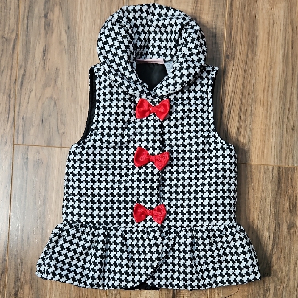 Kids Headquarters Black and White Houndstooth Vest with Red Bows